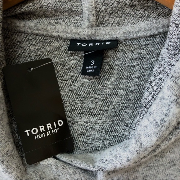 TORRID NWT grey heathered long sleeve hooded pullover sweatshirt, size 3X - Picture 6 of 8